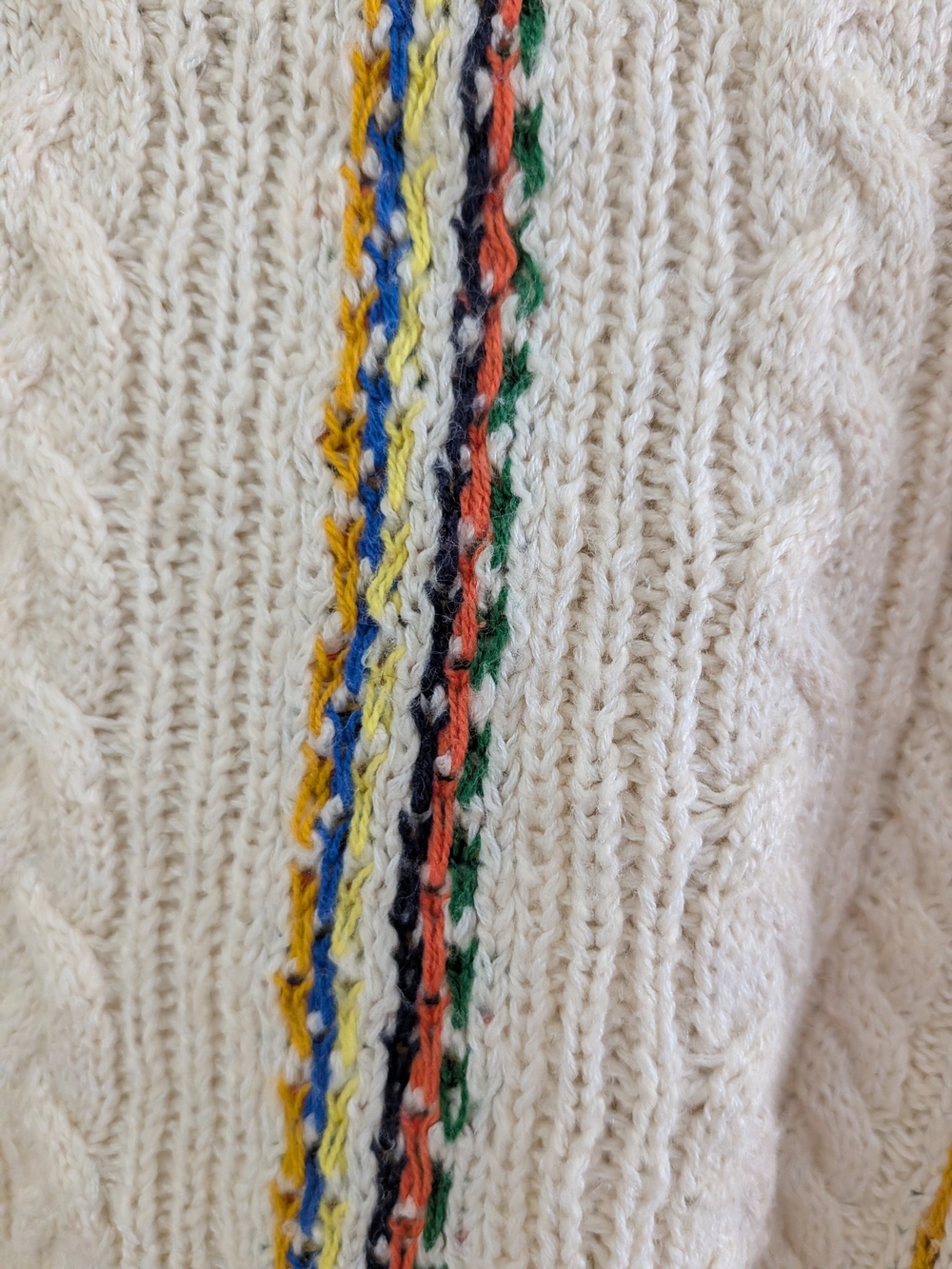 The Reeds Cream Cable Knit Multicolor Stripe Sweater XS - Picture 3 of 6